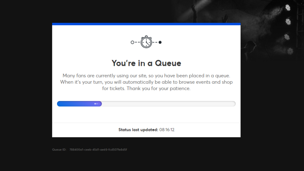 Cola de venta de entradas de Oasis en Ticketmaster.