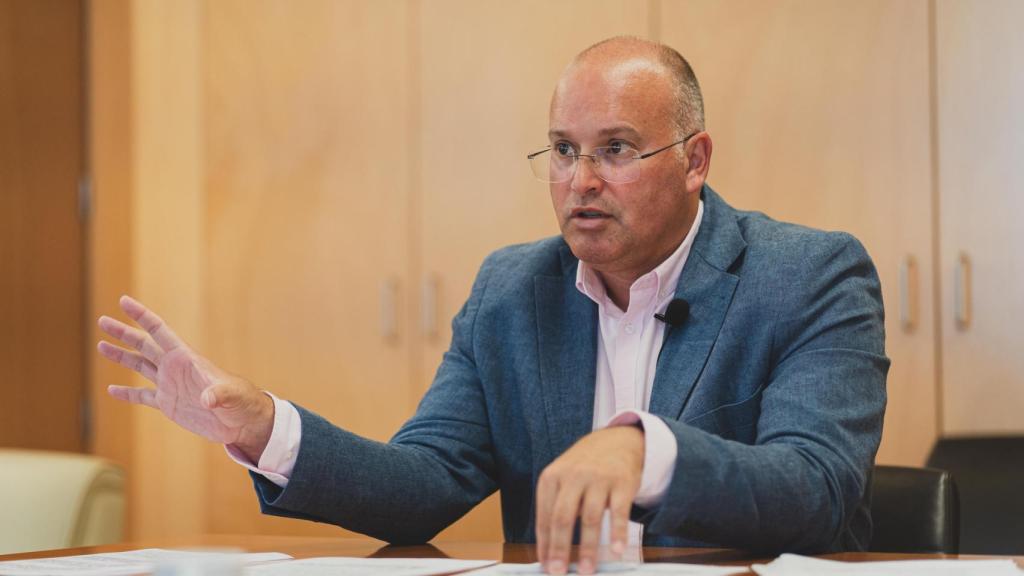 Miguel Tellado, portavoz parlamentario del PP, entrevistado por EL ESPAÑOL en su despacho del Congreso.