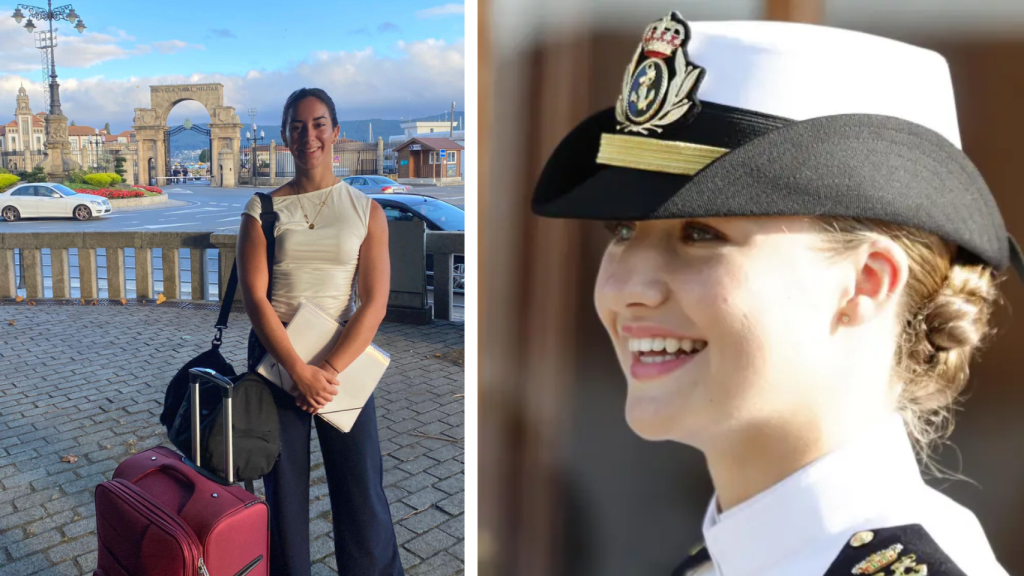 La joven de Cómpeta, junto a la princesa.