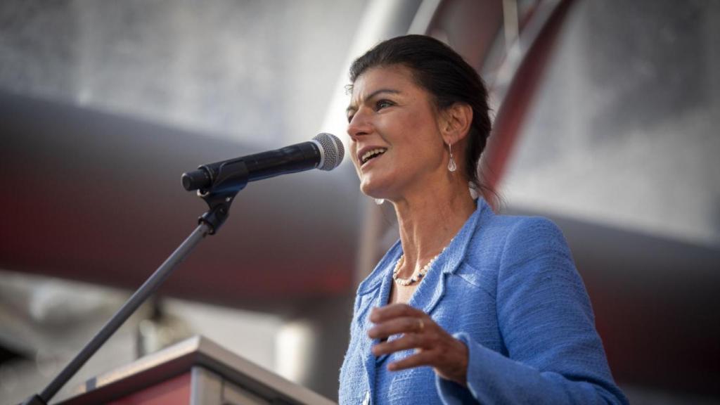 Sahra Wagenknecht en un mitin cuando formaba parte de La Izquierda