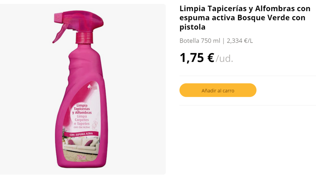 Limpia tapicerías y alfombras.