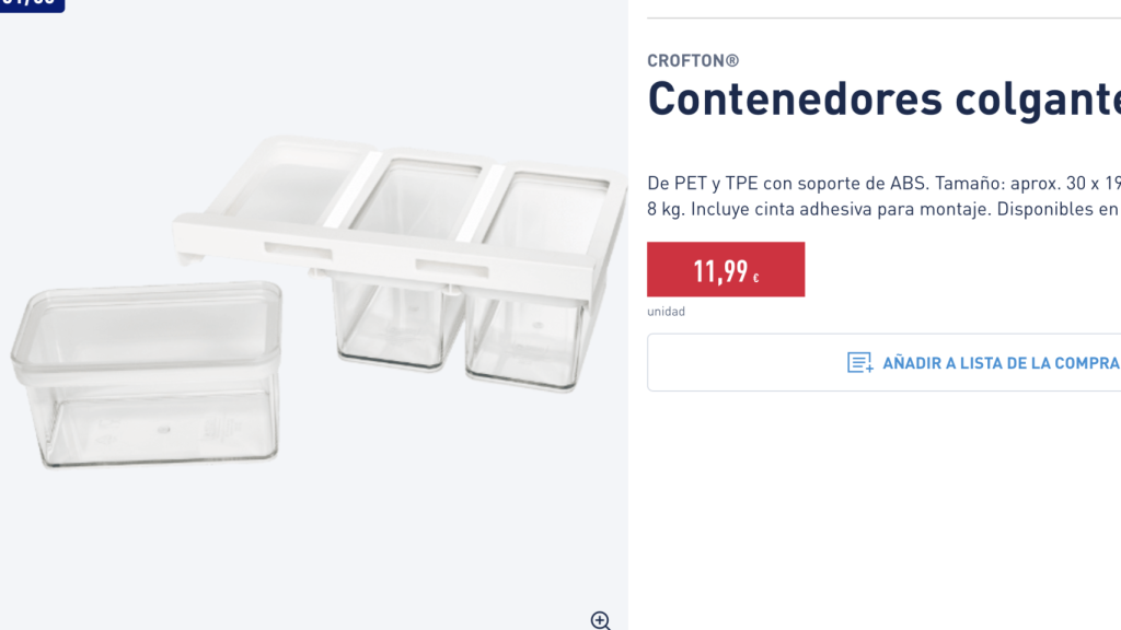 Contenedores colgantes.