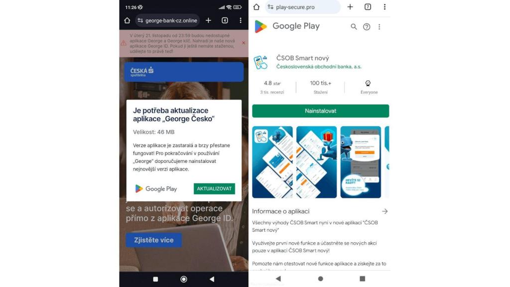 Ejemplo de una app falsa que se hace pasar por la app oficial de un banco
