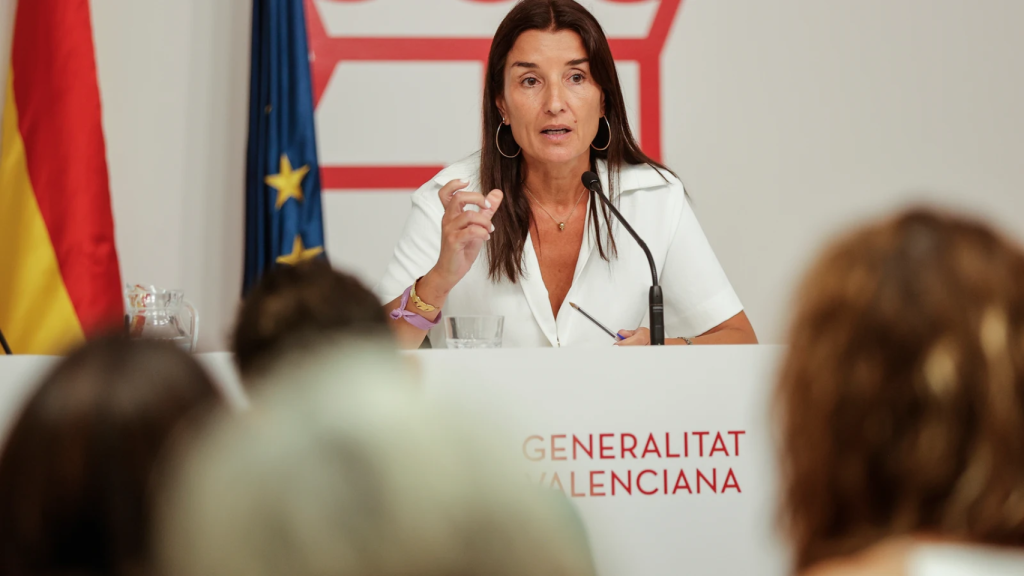 Ruth Merino durante la rueda de prensa del Consell. GVA