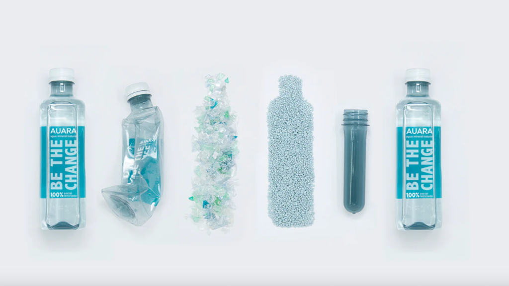 Proceso de reciclaje de las botellas de AUARA.