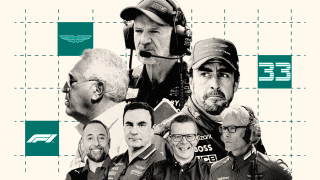 Adrian Newey, Lawrence Stroll, Fernando Alonso, Dan Fallows, Enrico Cardile, Andy Cowell y Mike Krack