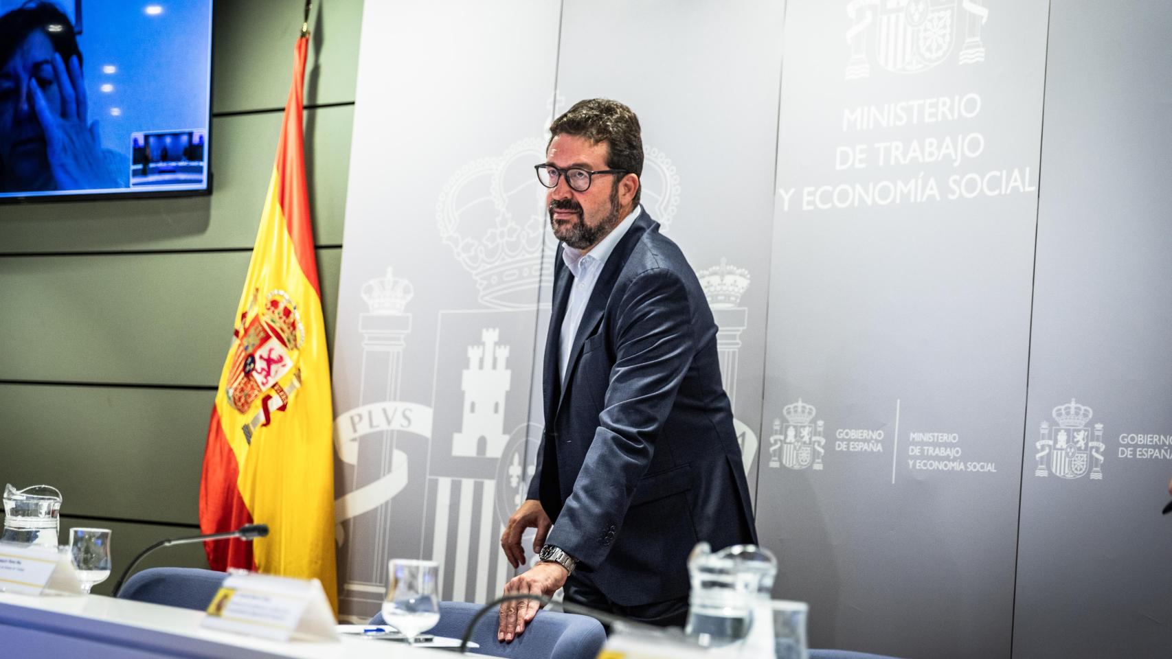 Joaquín Pérez Rey, secretario de Estado de Trabajo, a su llegada a la reunión con patronal y sindicatos este lunes.