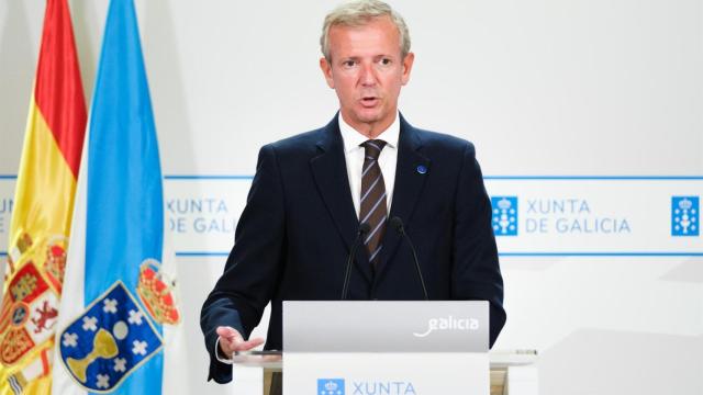El presidente de la Xunta, Alfonso Rueda, en comparecencia ante los medios