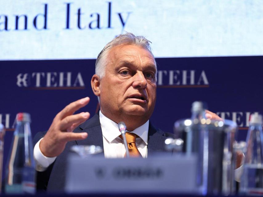El primer ministro húngaro, Viktor Orbán, durante su intervención en el foro Ambrosetti el pasado fin de semana