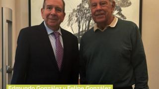 El opositor venezolano Edmundo González y el expresidente del Gobierno Felipe González, este viernes 13 de septiembre en Madrid.