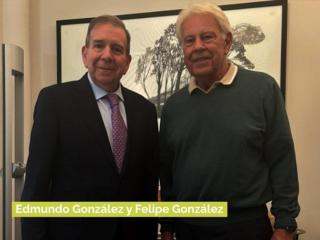 El opositor venezolano Edmundo González y el expresidente del Gobierno Felipe González, este viernes 13 de septiembre en Madrid.