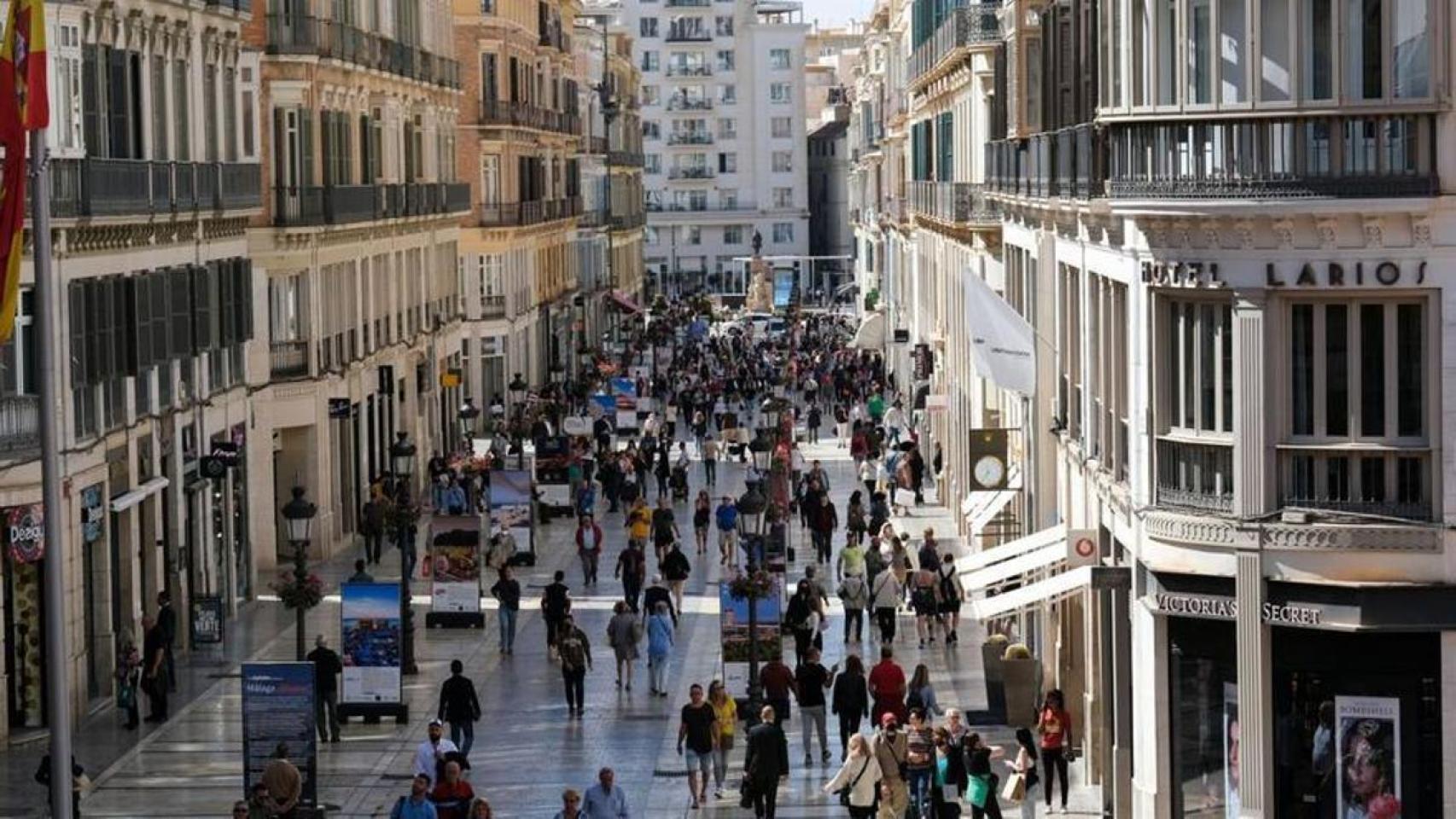 La calle Larios de Málaga, en hora punta.