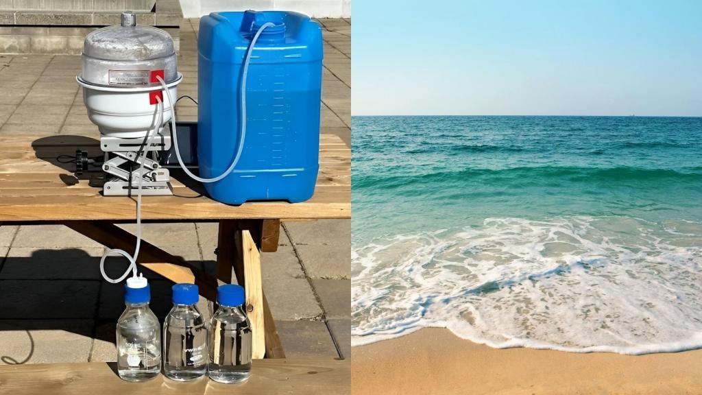 Fotomontaje del invento y de un mar.