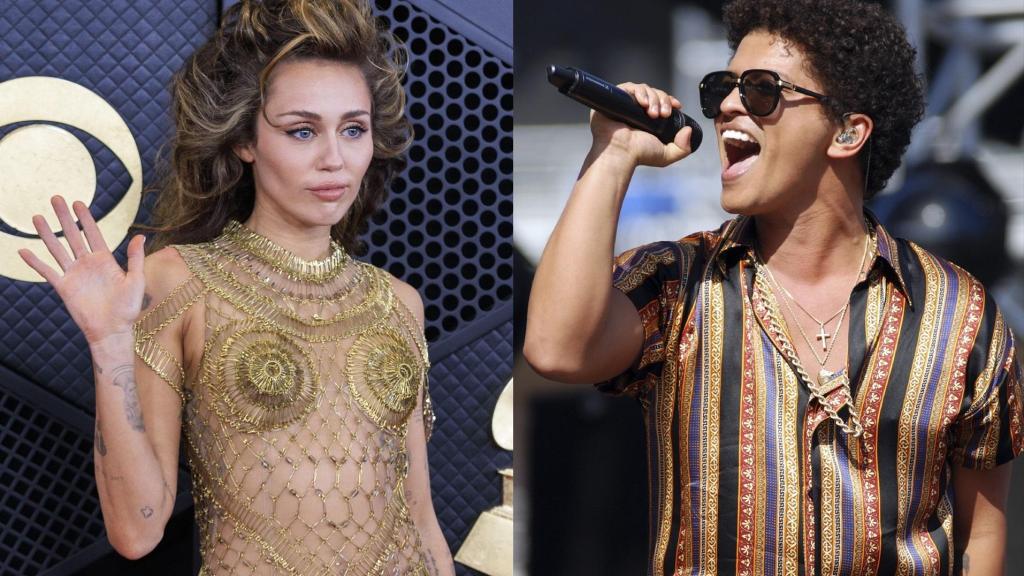 Miley Cyrus y Bruno Mars / Foto: ContactoPhoto / Europa Press - Only For Use In Spain