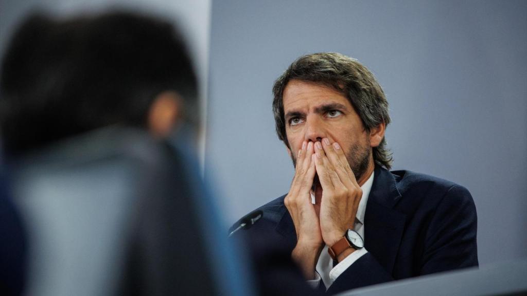 El ministro de Cultura, Ernest Urtasun, durante una rueda de prensa posterior a la Reunión del Consejo de Ministros.