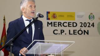 El ministro del Interior, Fernando Grande-Marlaska, preside el acto de la celebración de la Merced en la prisión de Mansilla de las Mulas, este lunes
