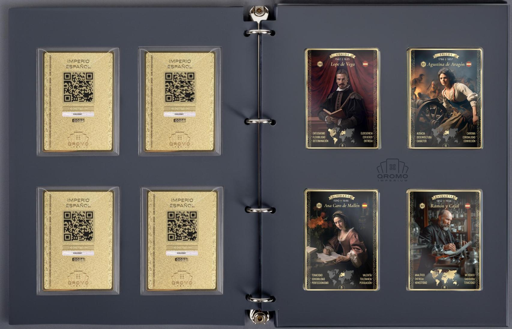 Interior del álbum, transparente por ambos lados para acceder al contenido del anverso y el reverso.