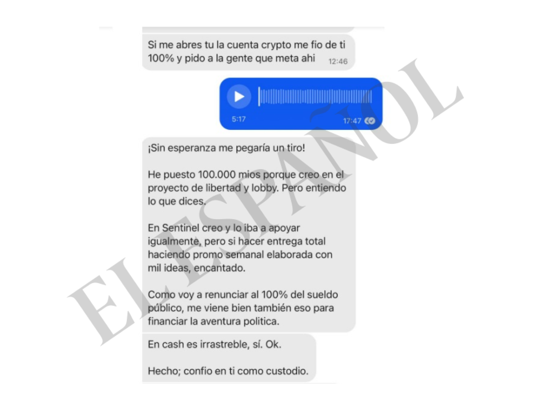 El chat secreto de Alvise con el empresario que le dio 100.000€: 