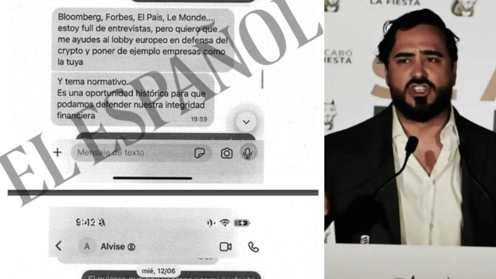 Uno de los mensajes de Alvise con el empresario a través de la aplicación Signal.