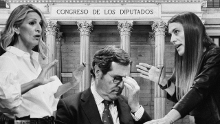 Yolanda Díaz, Antonio Garamendi y Míriam Nogueras.