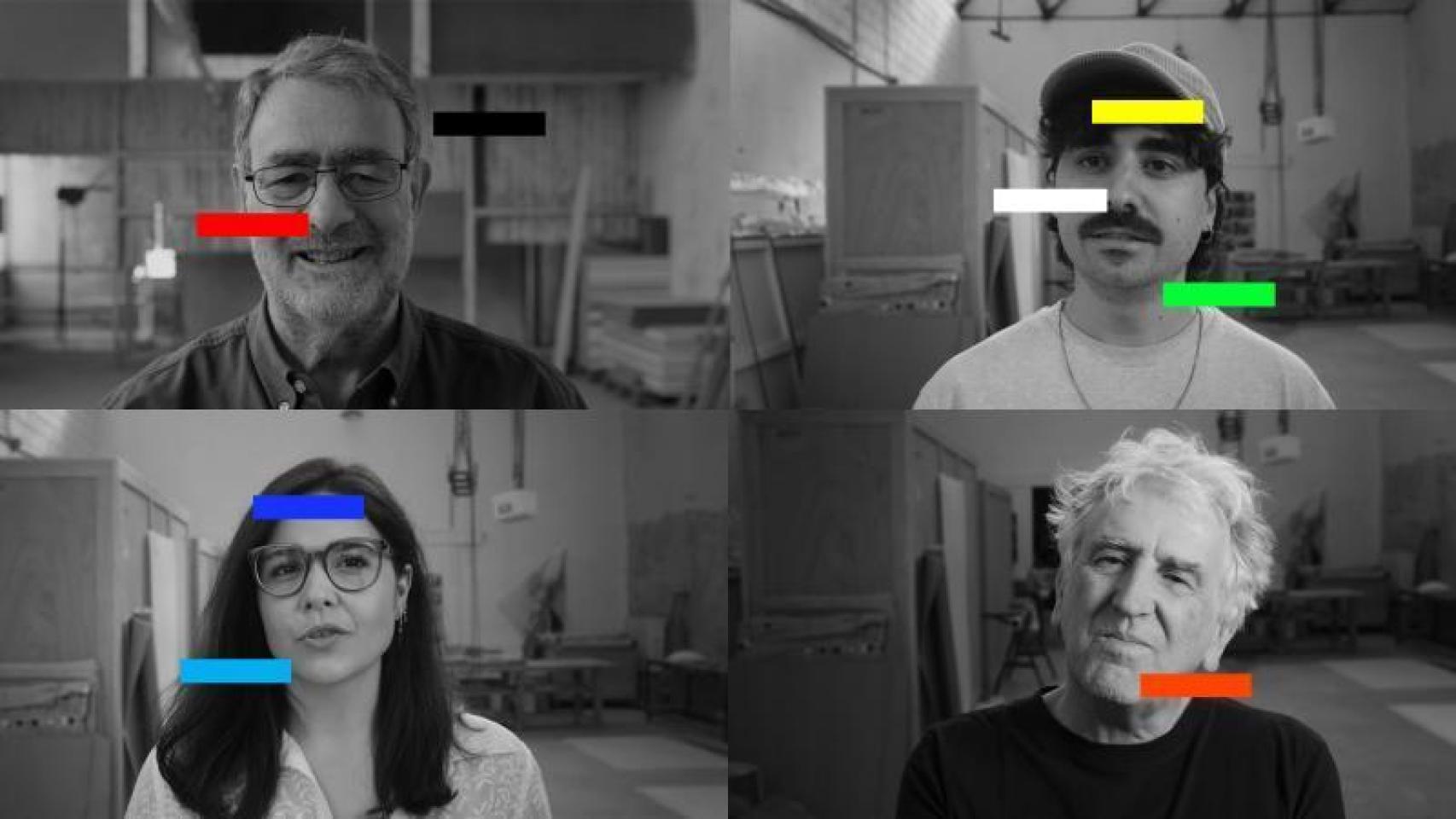 Joan Fontcuberta (arriba izquierda), Rafa López (arriba derecha), Clara Jiménez (abajo izquierda) y Juan Luis Arsuaga (abajo derecha) en una imagen promocional de la serie documental '¿Qué miras?'. Foto: CaixaForum