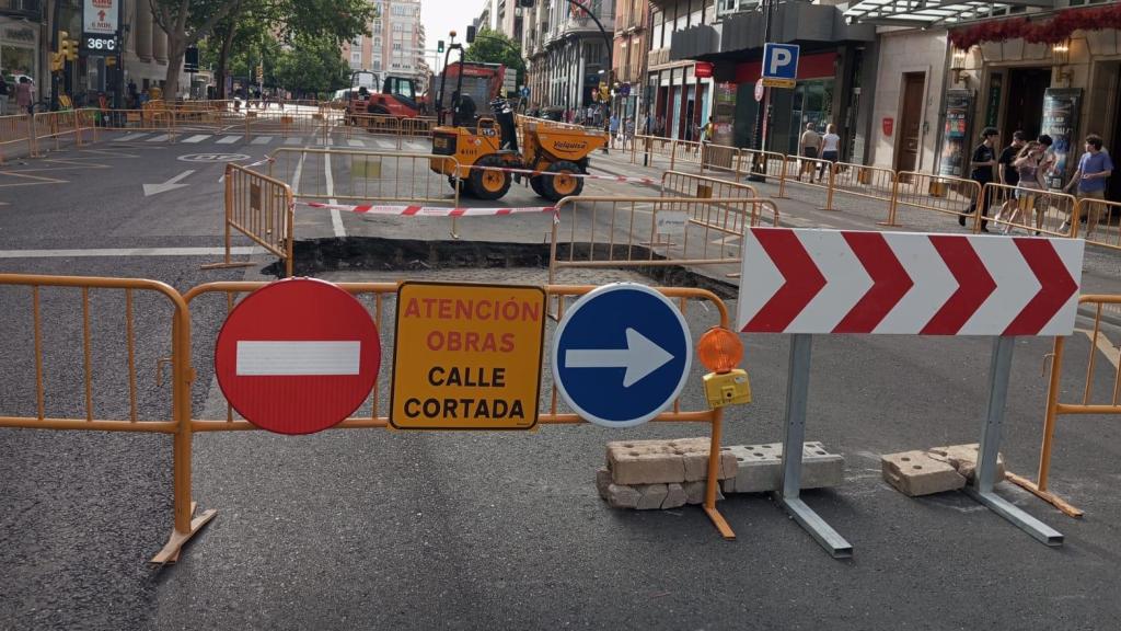 Calle del Coso en Zaragoza, cortada. Imagen de Archivo.