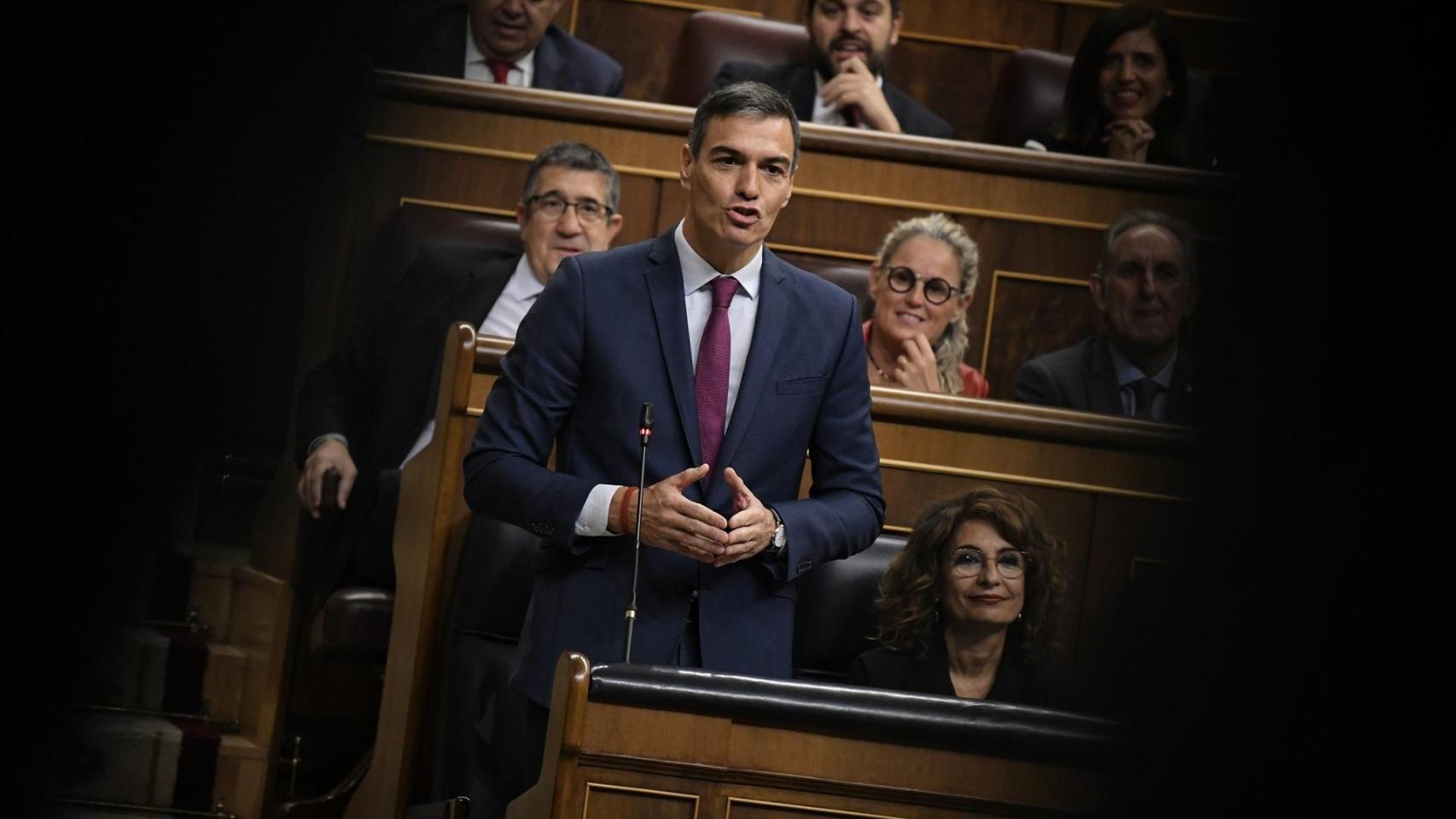 El presidente, Pedro Sánchez, este miércoles en la sesión de control al Gobierno.