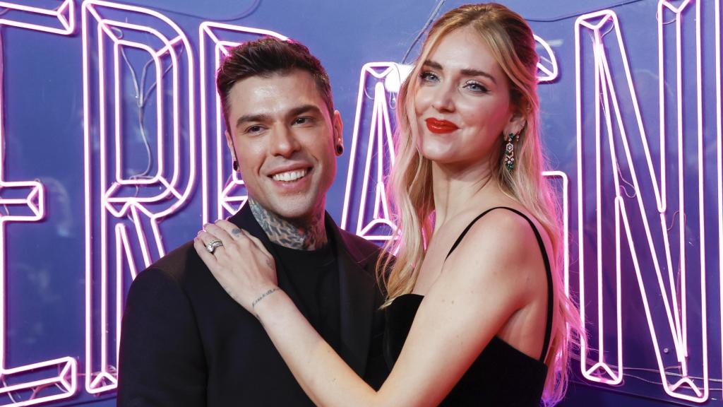Chiara Ferragni y Fedez en la presentación de su documental en Madrid.