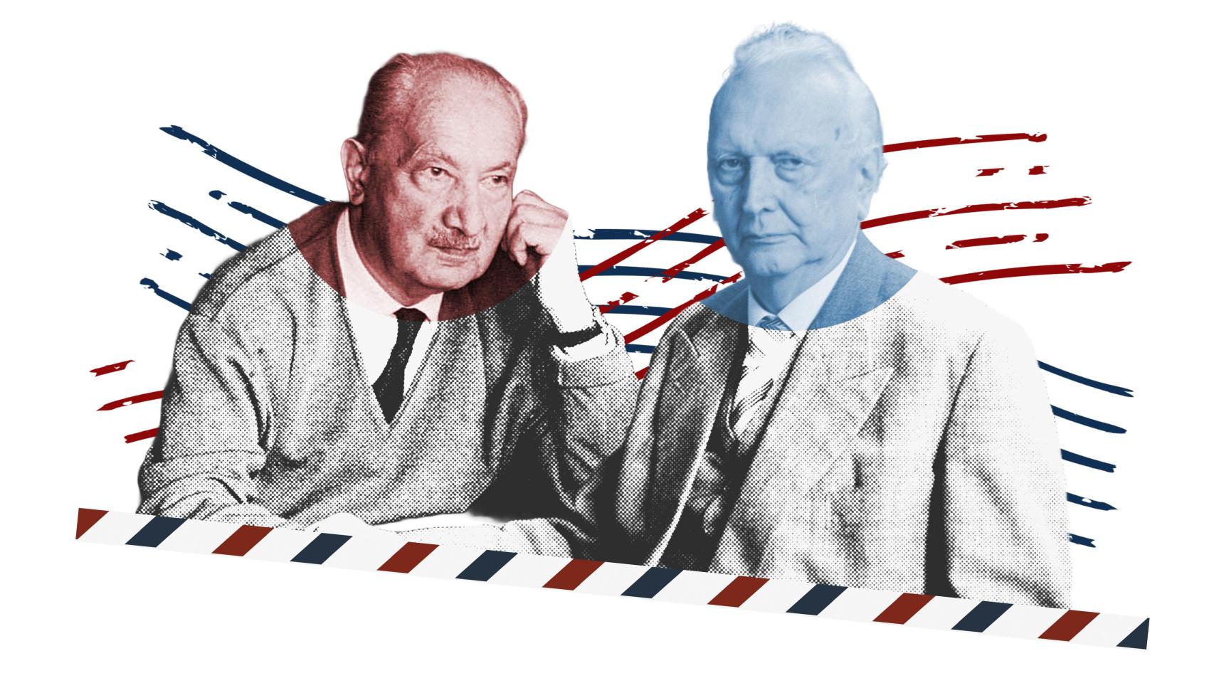 Martin Heidegger (izquierda) y Karl Jaspers (derecha).