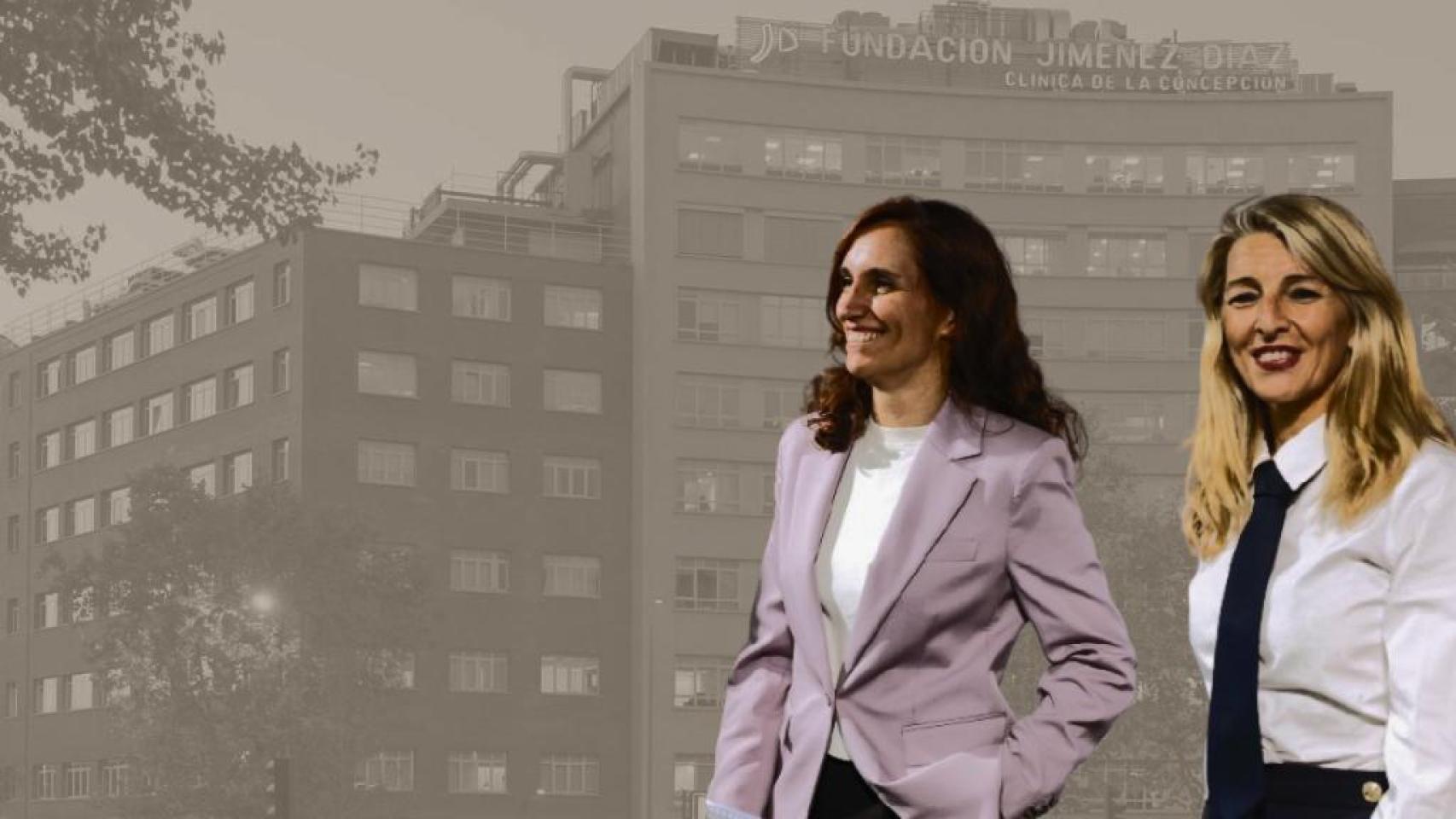Mónica García, ministra de Sanidad y Yolanda Díaz, vicepresidenta del Gobierno.