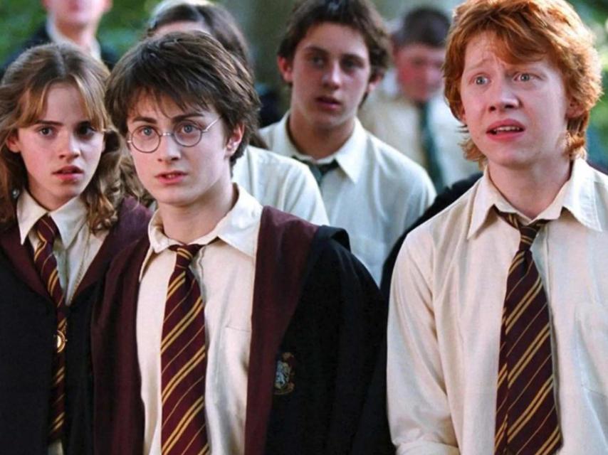 Emma Watson, junto a sus compañeros de reparto en 'Harry Potter'.