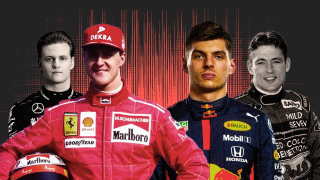 Mick y Michael Schumacher y Max y Joss Verstappen, en un fotomontaje