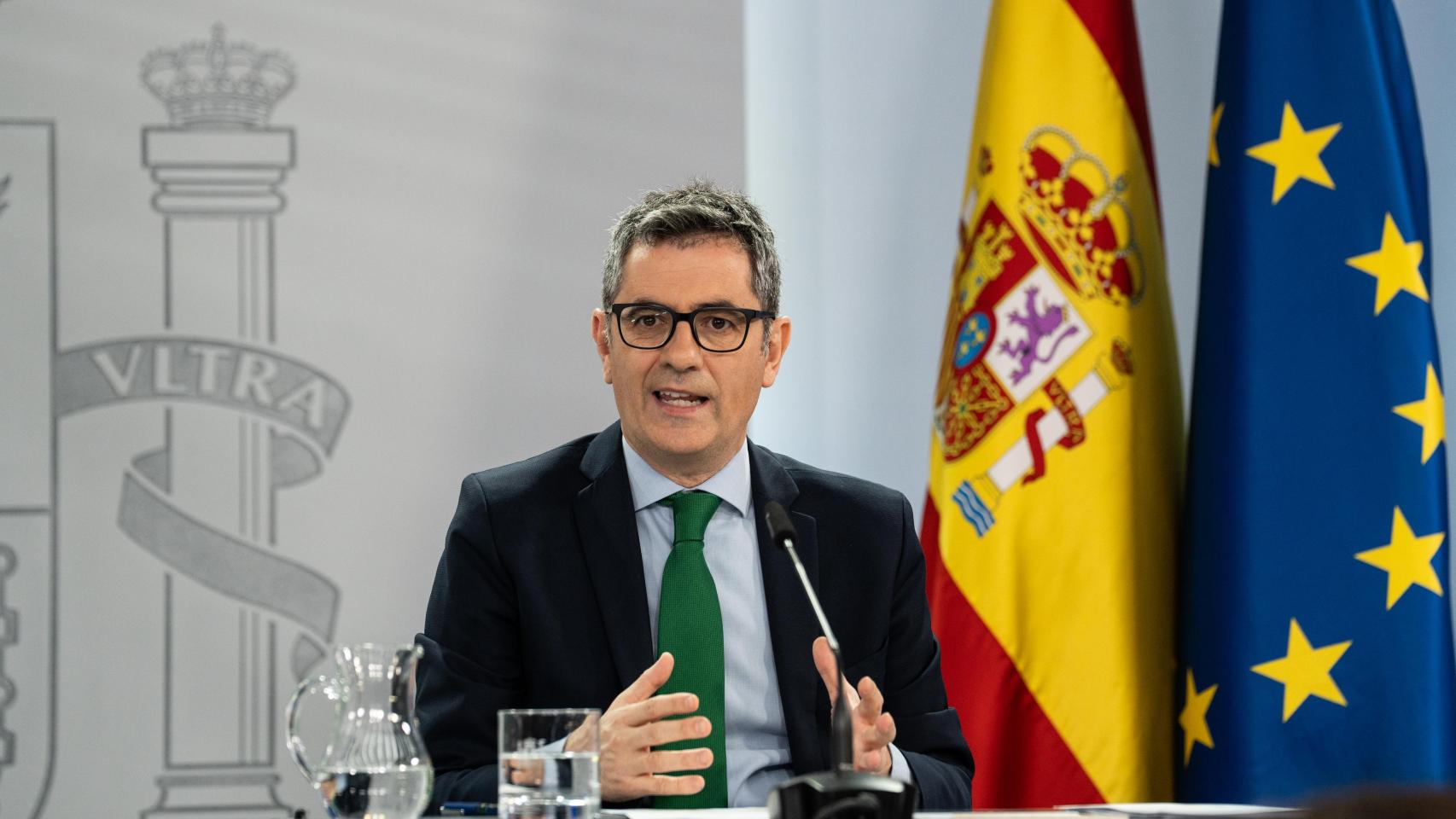 El ministro de Presidencia y Justicia, Félix Bolaños, este martes tras el Consejo de Ministros.