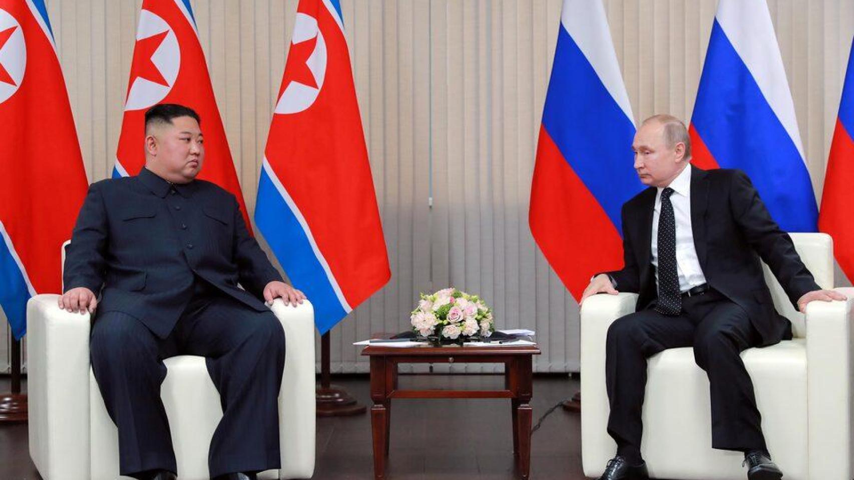 El presidente norcoreano Kim Jong-un y su homólogo ruso, Vladimir Putin.