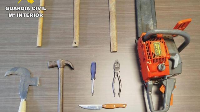 Algunas de las herramientas sustraídas en los robos