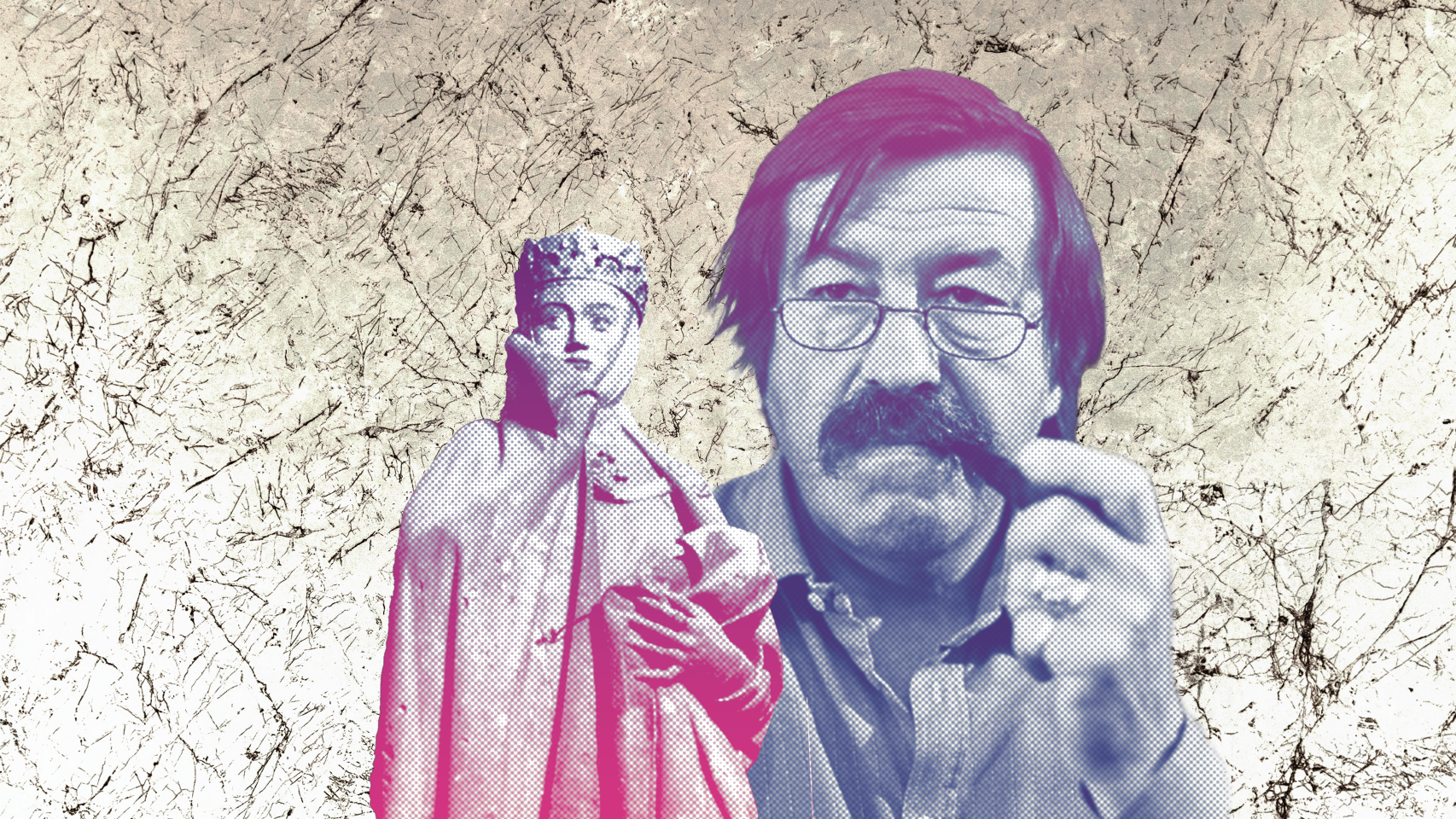 La estatua de Uta en la catedral de Naumburgo y Günter Grass. Diseño: Rubén Vique