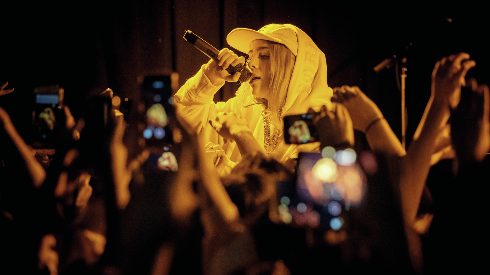 La cantante Billie Eilish en un concierto en 2018