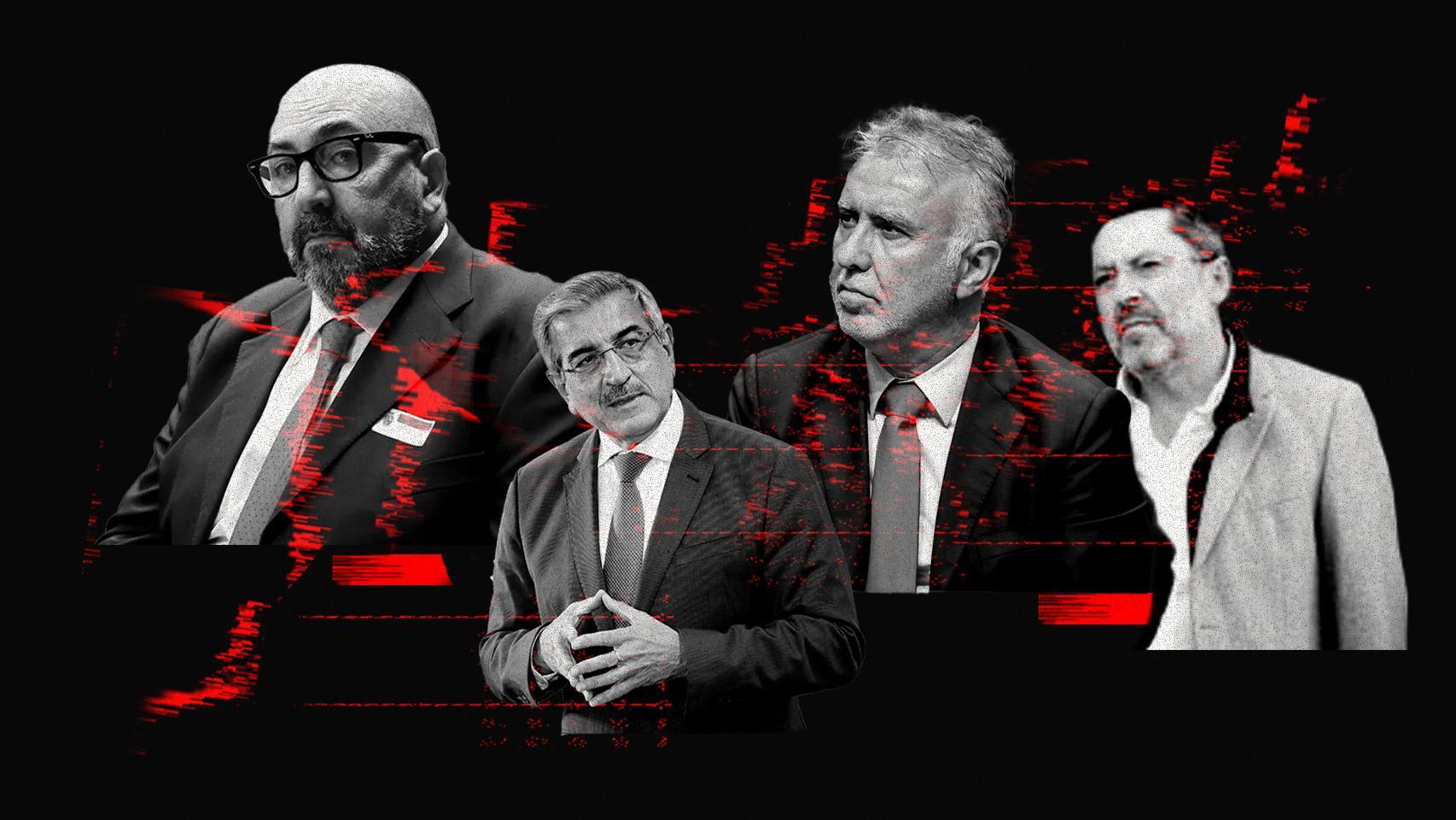 Koldo García (exasesor del Ministerio de Transportes), Román Rodríguez (exconsejero de Hacienda y exvicepresidente de Canarias), Ángel Víctor Torres (ministro y expresidente de Canarias) y el constructor José Ruz.