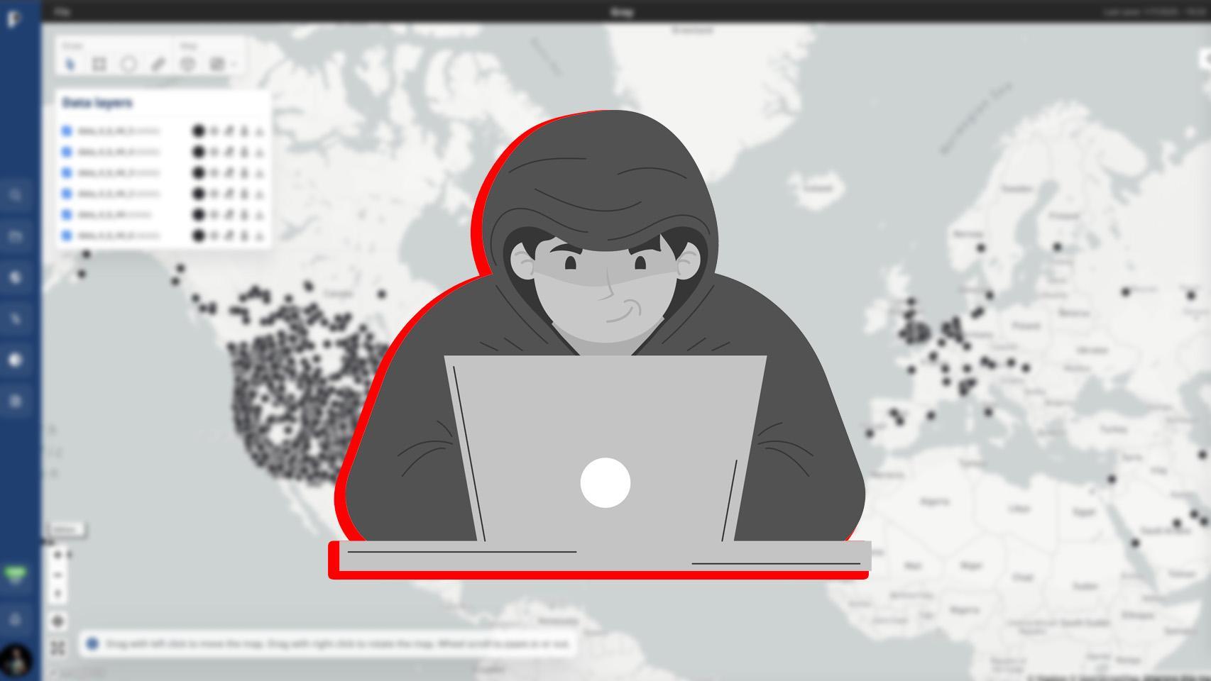 Fotomontaje con una imagen del mapa con las localizaciones filtradas.