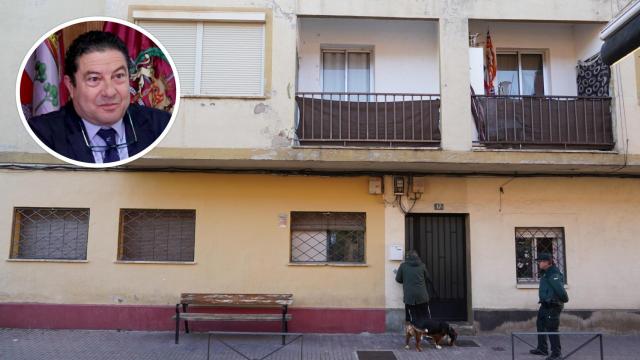 Imagen del edificio donde han sucedido los hechos (Miriam Chacón - Ical) y, en detalle, el alcalde de Viana de Cega, Alberto Collantes (Leticia Pérez - Ical )