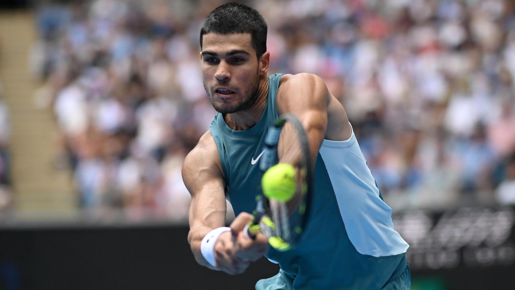 Carlos Alcaraz, durante el partido contra Nishioka