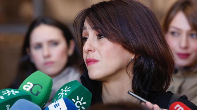 Juana Rivas atendiendo a la prensa.