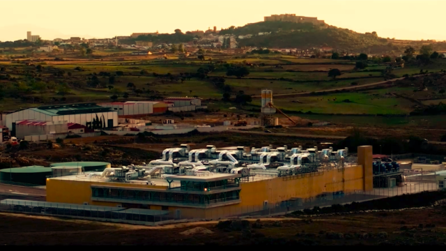 Vista aérea de la fábrica de Diamond Foundry en Trujillo, Extremadura.