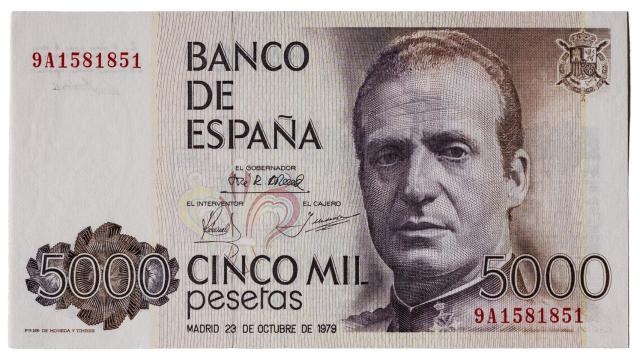 Billete de 5.000 pesetas de Juan Carlos I.