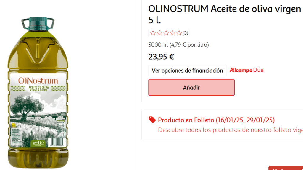 Aceite de oliva virgen extra 5 litros.