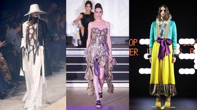 Siluetas de los desfiles de Yuima Nakazato, Franck Sorbier y Valentino.