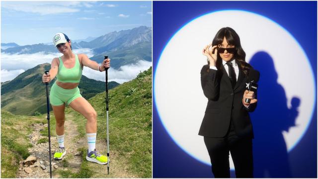 Irene Junquera haciendo deporte (i.) y como nueva reportera de 'CQC' (d.).