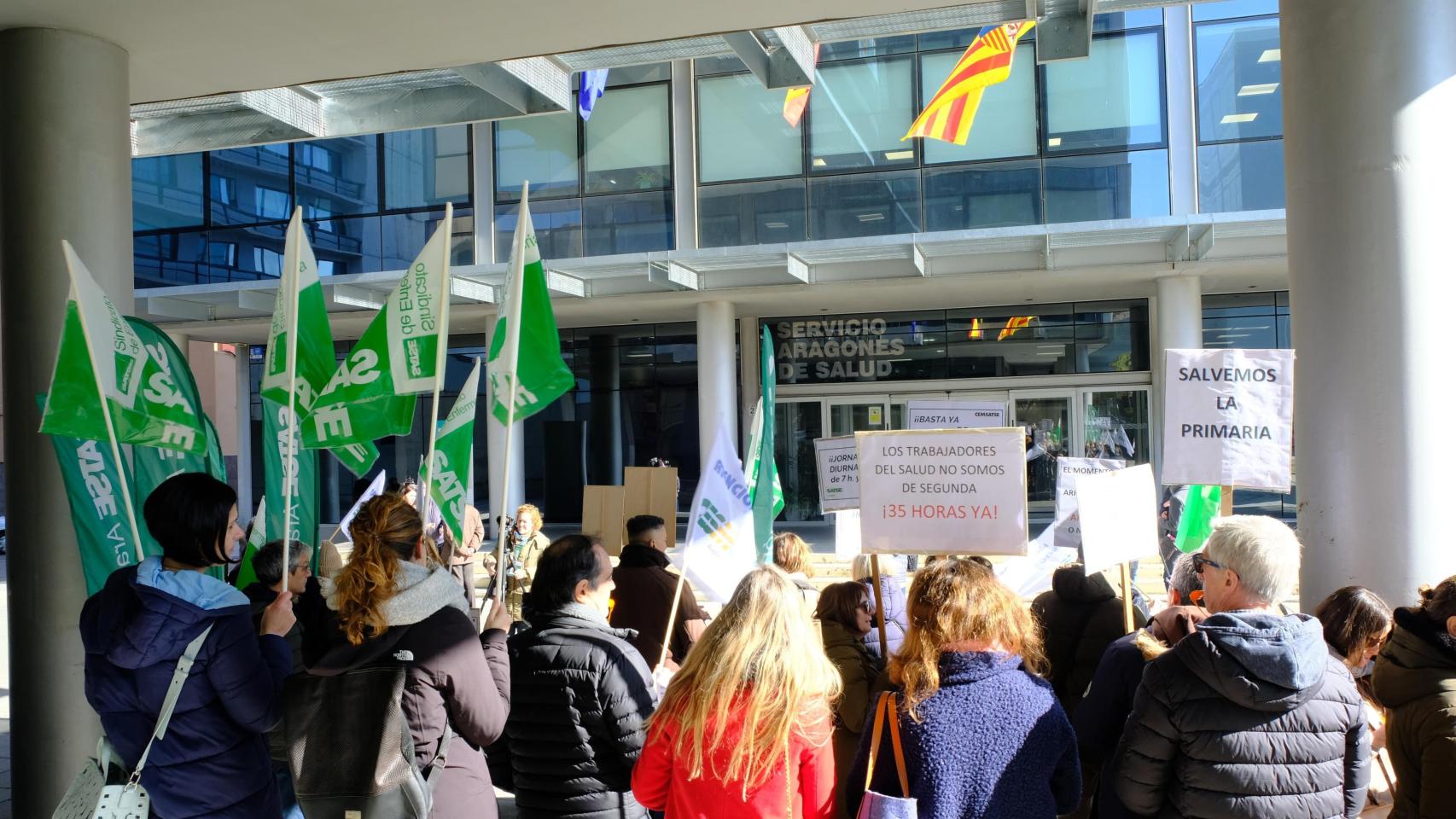 Concentación de los sindicatos sanitarios en Aragón el pasado martes 16 de septiembre.