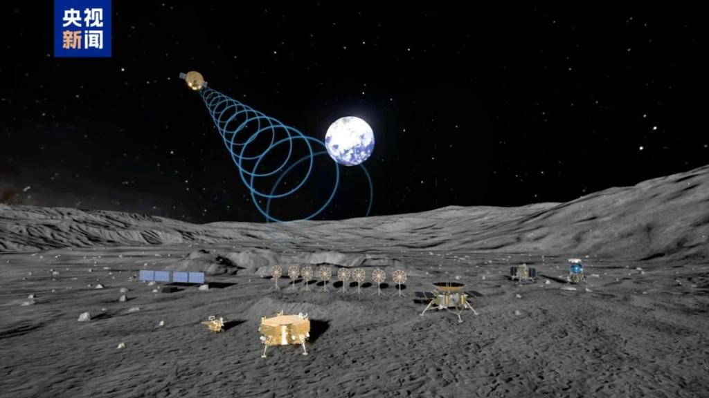 Concepto de la sonda lunar china Chang'e-7 en la Luna.