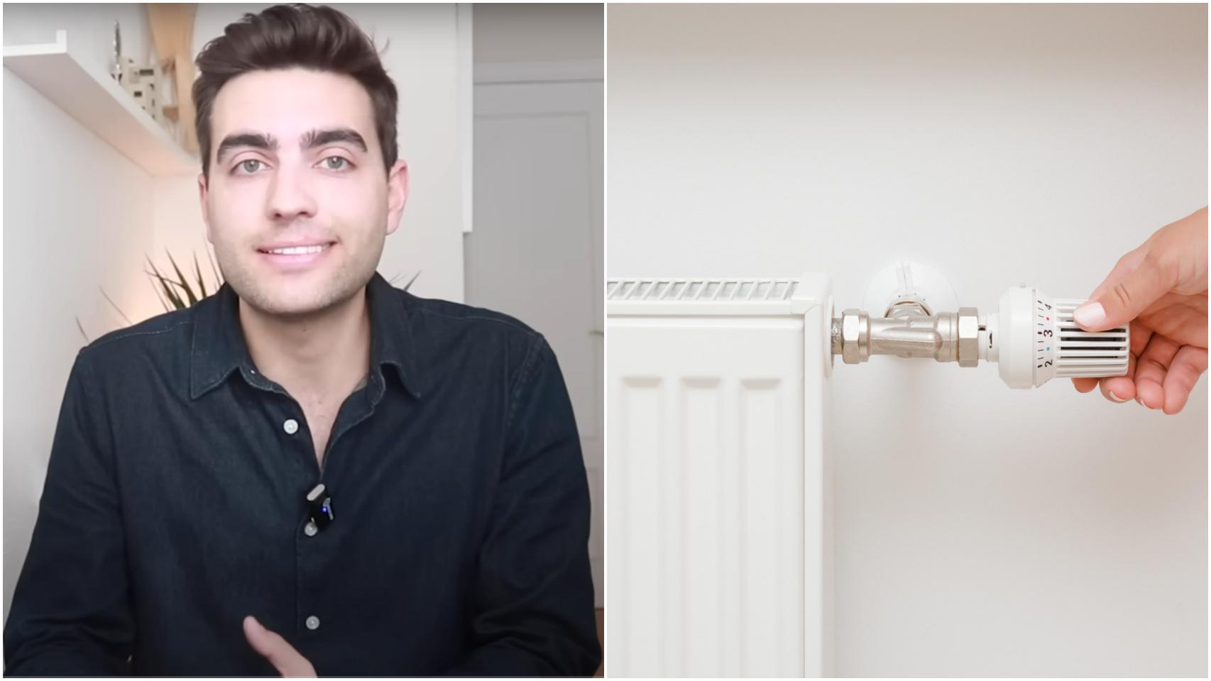 El arquitecto Edu Saz junto a la imagen de un radiador.